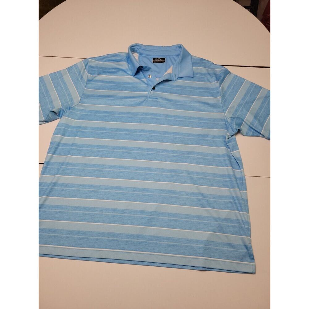 Ben Hogan Golf Shirt Mens 2XL Activewear Polo Blue Stripe Short Sleeve Collared